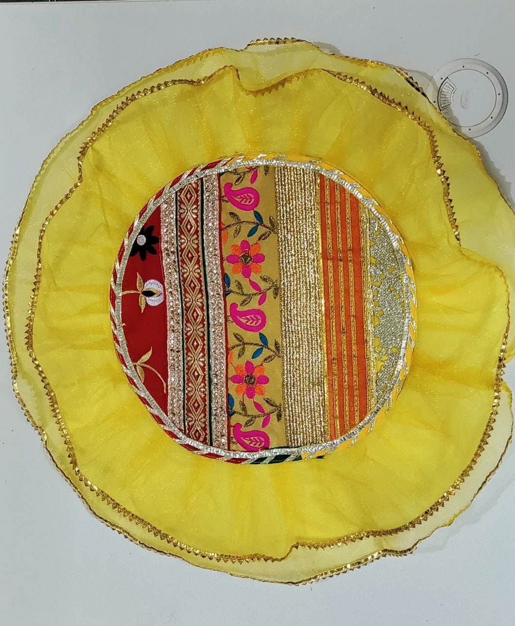 Pack Of 2 Indian Thali Covers,Wedding Favors,Indian Handicrafts, Silk thali Covers, Return Favors,Lap Cover/Shagun Ceremony/ net Pooja cover