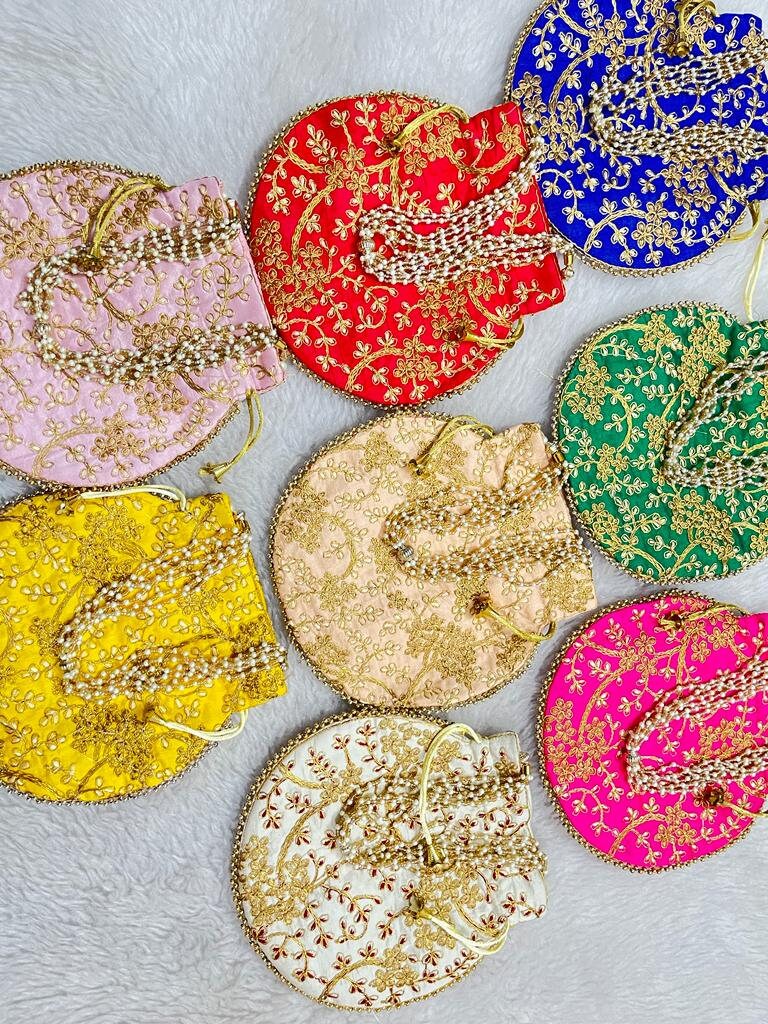 Lot of 200 Indian Handmade Women embroidered POTLI bag/purse/drawstring bags/party/mehndi/wedding handbag/giveaways/Return gift/Handmade bag