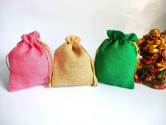 Lot of 100 Indian handmade women jute  Potli bags/purse/drawstring bags/party/mehendi/wedding handbags favours/giveaways/Return gift