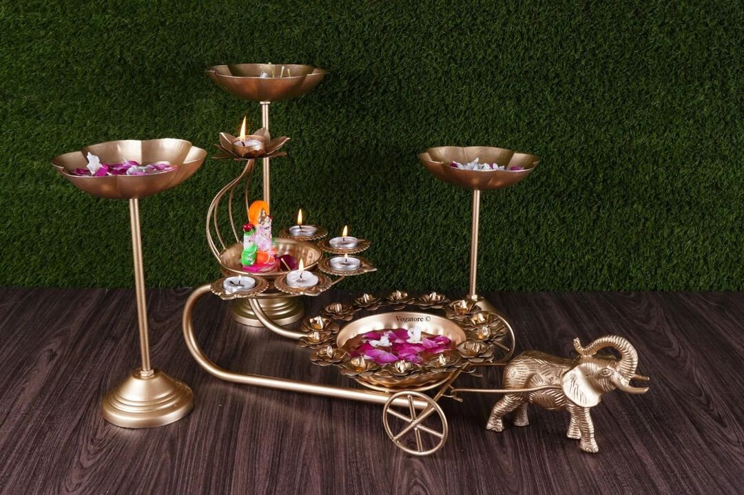 Diwali Elephant cart Urli/Urali/urli with bowl/urli with stand/Uruli set/Pooja/wedding Gift/CHRISTMAS/DIWALI GIFT/Home Decoratio